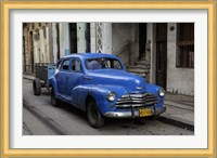 1950's era blue car, Havana Cuba Fine Art Print