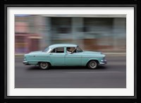 1950's era car in motion, Havana, Cuba Fine Art Print