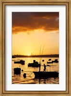 Boats silhouetted at sunrise, Havana Harbor, Cuba Fine Art Print