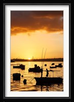 Boats silhouetted at sunrise, Havana Harbor, Cuba Fine Art Print