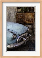 Front of 1950's era car in front of gate, Havana, Cuba Fine Art Print