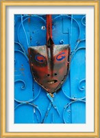 Mask on Callejon de Hamels building walls, Cuba Fine Art Print
