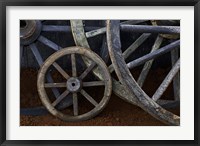 Rustic wagon wheels on movie set, Cuba Fine Art Print
