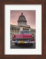 1950's era pink car,  Havana Cuba Fine Art Print