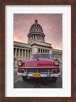 1950's era pink car,  Havana Cuba Fine Art Print