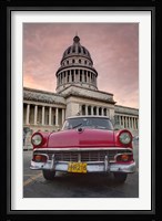 1950's era pink car,  Havana Cuba Fine Art Print
