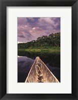 Paddling a dugout canoe on Lake Anangucocha, Yasuni National Park, Amazon basin, Ecuador Fine Art Print