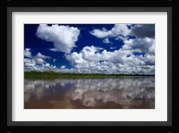 South America, Peru, Amazon Cloud reflections on Amazon river Fine Art Print