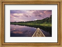 Paddling a dugout canoe, Amazon basin, Ecuador Fine Art Print