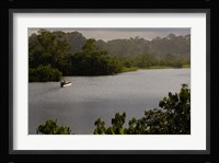 Quichua Indian in Dugout Canoe, Napo River, Amazon Rain Forest, Ecuador Framed Print
