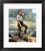 Digitally restored Vector Painting of a Young Abraham Lincoln Chopping Wood Fine Art Print