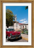 1957 Chevy car parked downtown, Mantanzas, Cuba Fine Art Print