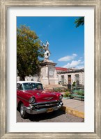 1957 Chevy car parked downtown, Mantanzas, Cuba Fine Art Print