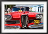 Classic 1950s Edsel parked on downtown street, Cardenas, Cuba Fine Art Print