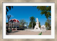 Jose Marti Square and statue in center of town, Cienfuegos, Cuba Fine Art Print