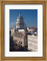 Cuba, Havana, Capitol Building and town Fine Art Print