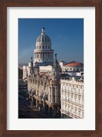 Cuba, Havana, Capitol Building and town Fine Art Print
