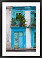 Cuba, Havana, Havana Vieja, Blue building Fine Art Print