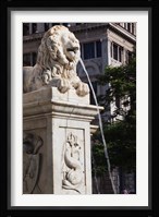 Cuba, Havana, Plaza de San Francisco de Asis Lion fountain Fine Art Print