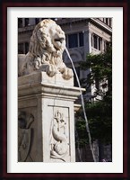 Cuba, Havana, Plaza de San Francisco de Asis Lion fountain Fine Art Print