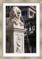 Cuba, Havana, Plaza de San Francisco de Asis Lion fountain Fine Art Print