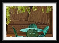 Cast iron table and chair in the garden, Havana, Cuba Fine Art Print