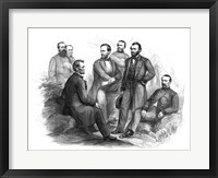 Digitally Restored Civil War artwork of Abraham Lincoln and His Commanders Fine Art Print