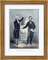 President Washington and President Lincoln Shaking Hands Fine Art Print