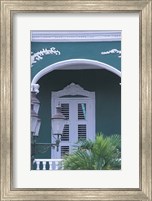 Green Building and Detail, Willemstad, Curacao, Caribbean Fine Art Print