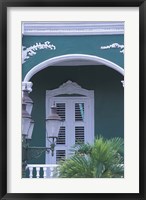 Green Building and Detail, Willemstad, Curacao, Caribbean Fine Art Print