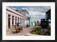 Cuba, Matanzas Province, Colon, horse drawn taxi Fine Art Print