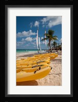 Kayaks and sailboats, Bavaro, Higuey, Punta Cana, Dominican Republic Fine Art Print