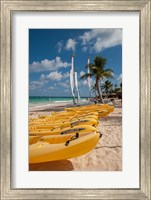 Kayaks and sailboats, Bavaro, Higuey, Punta Cana, Dominican Republic Fine Art Print