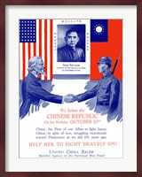 Uncle Sam Shaking Hands with a Chinese Soldier Fine Art Print