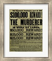 Reward Poster - Murderer of Abraham Lincoln Fine Art Print