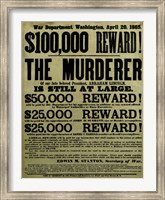 Reward Poster - Murderer of Abraham Lincoln Fine Art Print