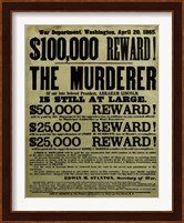 Reward Poster - Murderer of Abraham Lincoln Fine Art Print