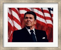 President Ronald Reagan with American Flag Fine Art Print