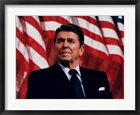 President Ronald Reagan with American Flag Fine Art Print