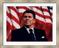 President Ronald Reagan with American Flag Fine Art Print