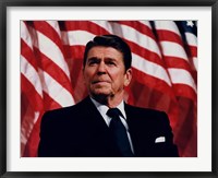 President Ronald Reagan with American Flag Fine Art Print