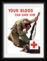 Vintage Red Cross - Your Blood Can Save Him Fine Art Print