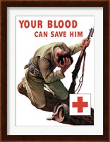 Vintage Red Cross - Your Blood Can Save Him Fine Art Print