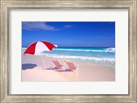 Beach Umbrella and Chairs, Caribbean Fine Art Print