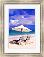 Umbrellas On Dawn Beach, St Maarten, Caribbean Fine Art Print