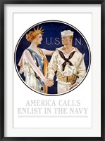 Vintage World War II - Liberty Shaking Hands with a Sailor Fine Art Print