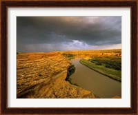 Approaching storm on the Milk River at Writing on Stone Provincial Park, Alberta, Canada Fine Art Print