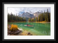 Kayaker on Maligne Lake, Jasper National Park, Alberta, Canada Framed Print