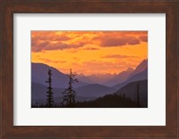 Alberta, Baniff NP, Sunset on Mountain ridges Fine Art Print