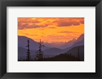 Alberta, Baniff NP, Sunset on Mountain ridges Fine Art Print